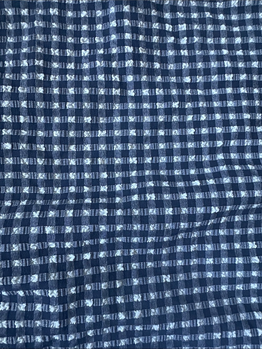 J. Crew Scalloped Eyelet Ruffle One Piece Swimsuit Textured Gingham in Navy - Picture 6 of 7